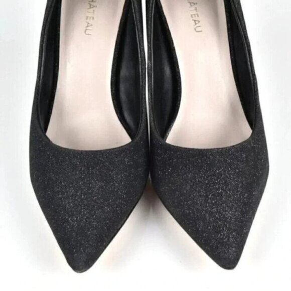 NWT Le Chateau Black Glitter  Sparkly Pump Heels Size 7 - Picture 5 of 7